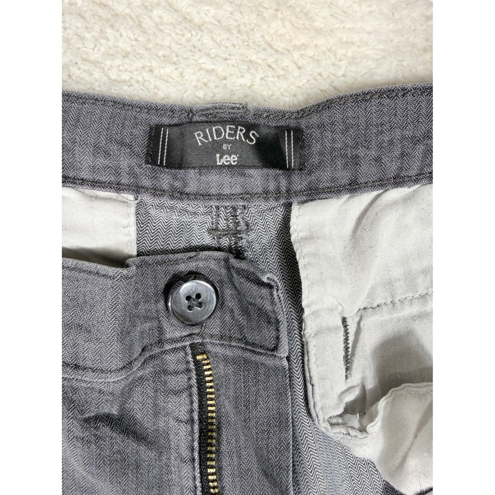 Riders by Lee Pants Womens 16M Grey Herringbone Straight Leg Stretch Good Work - Picture 5 of 11